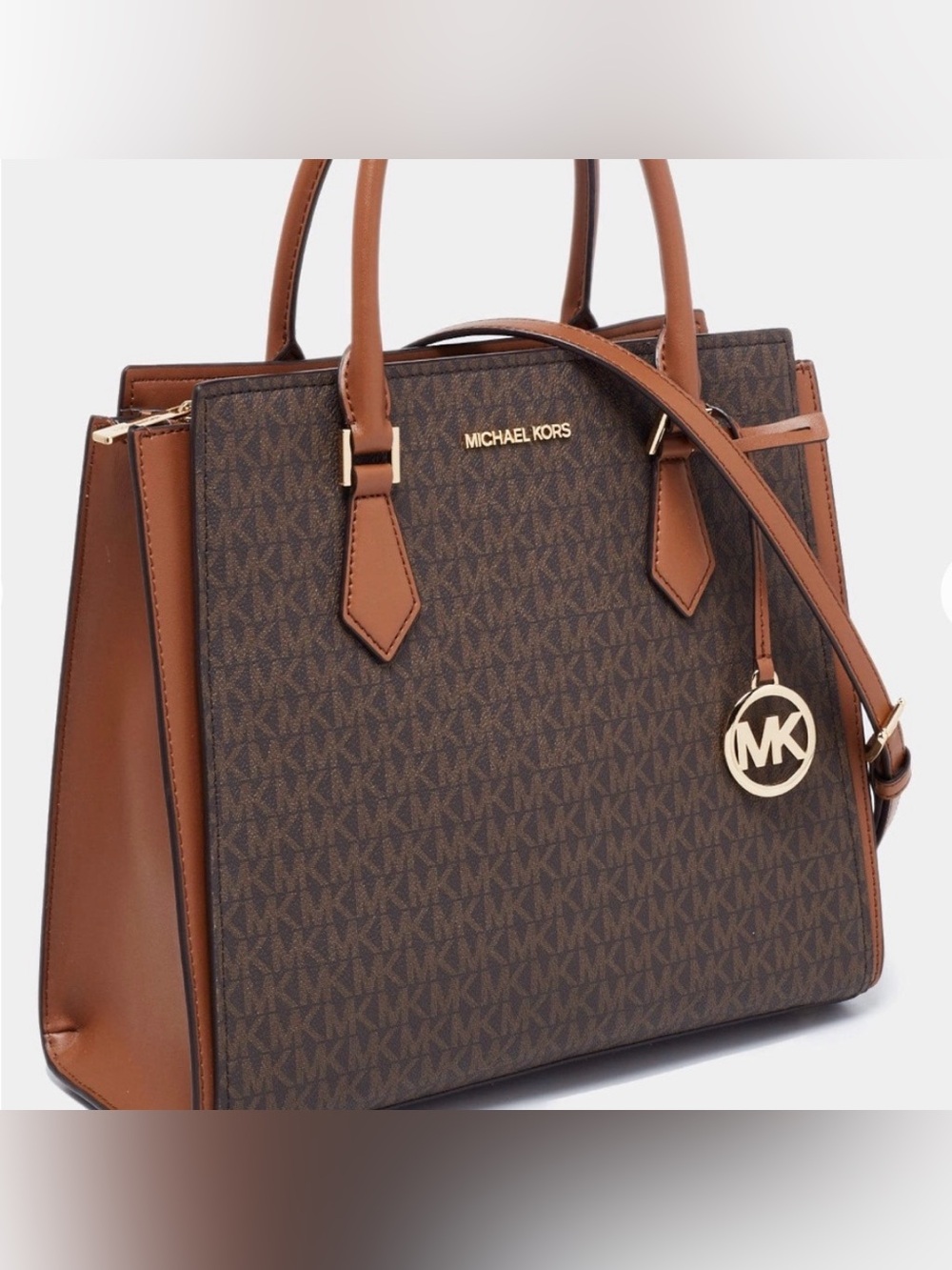 MICHAEL Michael Kors Lg Logo Satchel Brown